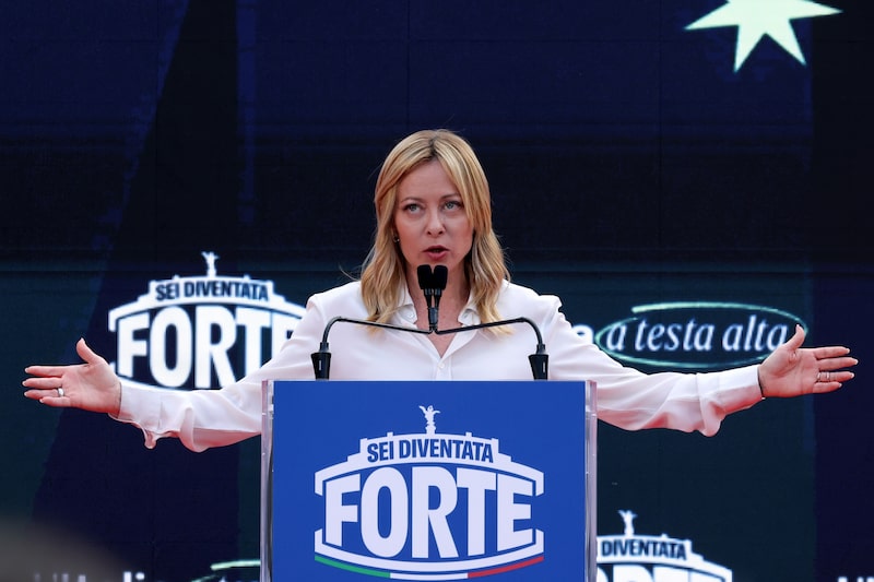 Giorgia Meloni habla en la convención de Atreju en Roma el domingo. Foto: Alessia Pierdomenico/Bloomberg Giorgia Meloni habla en la convención de Atreju en Roma el domingo. Foto: Alessia Pierdomenico/Bloomberg