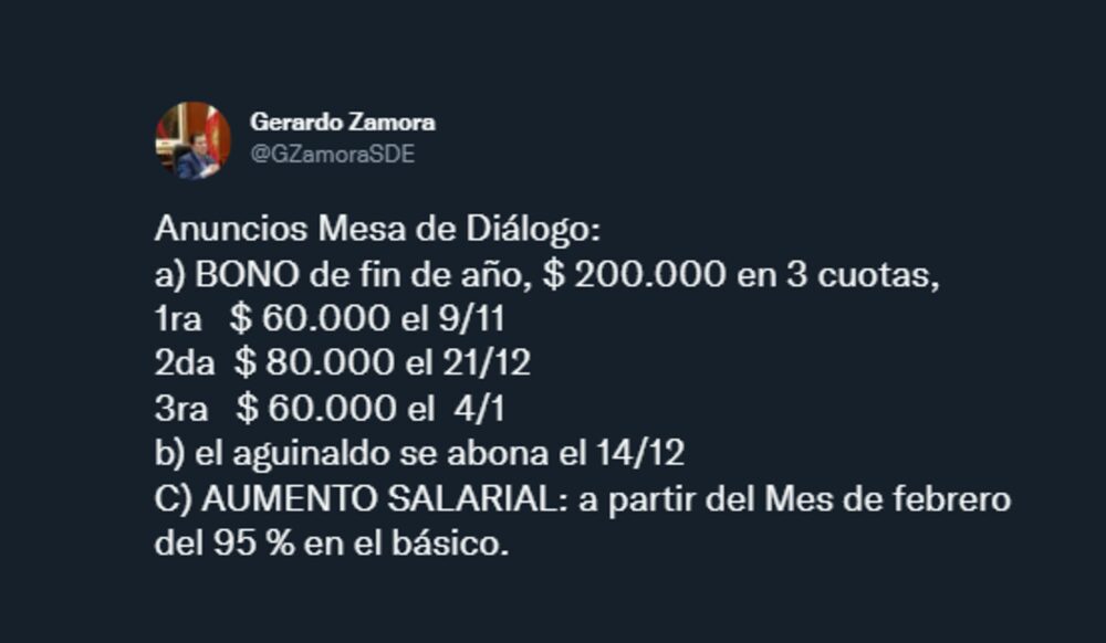 Además, brindará una suba salarial del 95%. Además, brindará una suba salarial del 95%.