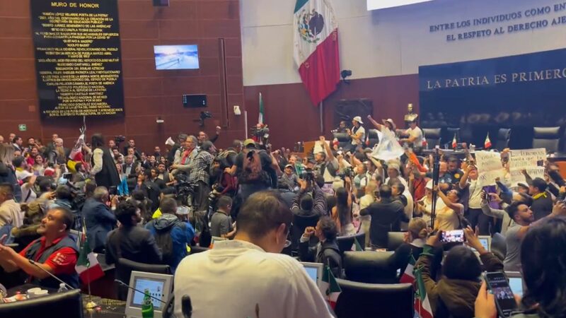 Senado de México durante irrupción de manifestantes en contra de la reforma judicial de AMLO Senado de México durante irrupción de manifestantes en contra de la reforma judicial de AMLO
