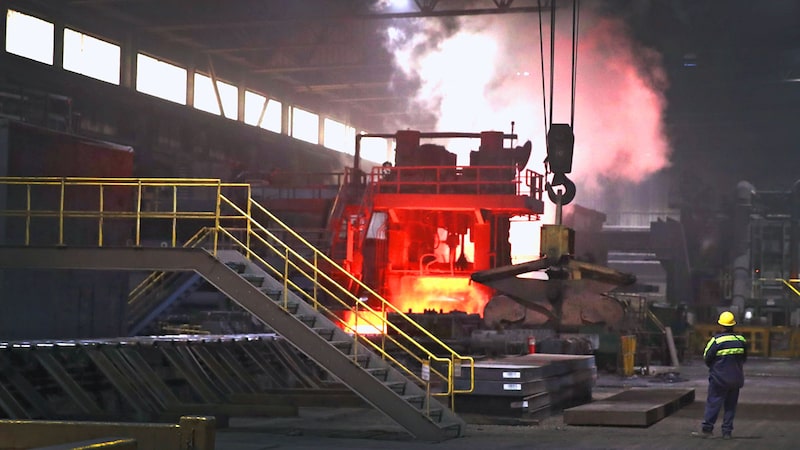 A steel mill in Indiana. A steel mill in Indiana.