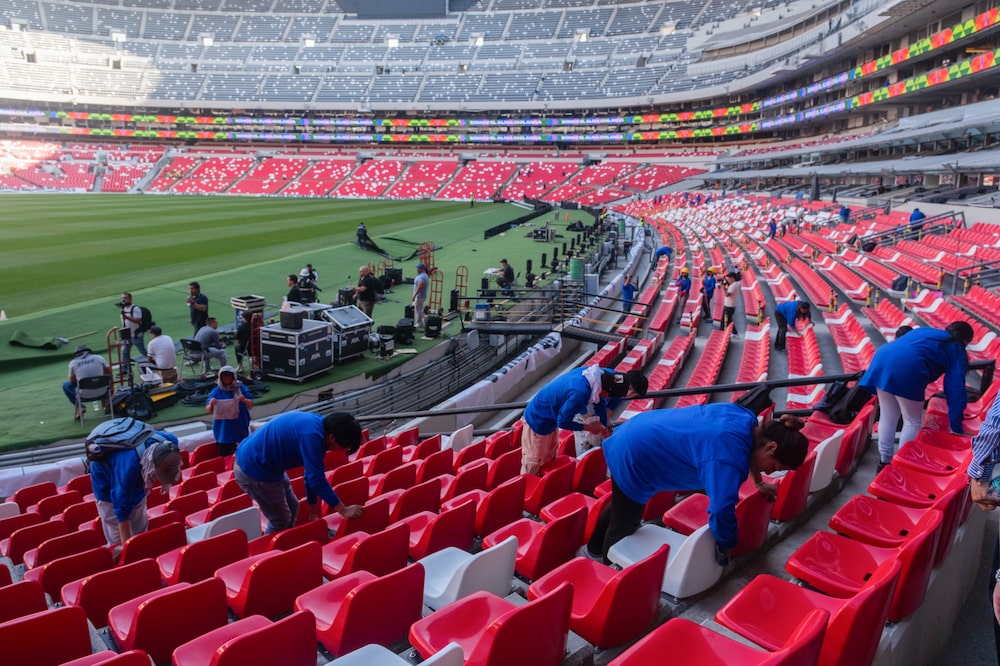 Trabajadores en una obra de construcción en el Estadio Banorte en la Ciudad de México, México, el jueves 26 de marzo de 2026. Continúan las remodelaciones en el Estadio Banorte, con capacidad para 88.000 espectadores (anteriormente Estadio Azteca), de cara a la Copa Mundial de la FIFA que se celebrará conjuntamente en junio en México, Estados Unidos y Canadá. Fotógrafo: Jeoffrey Guillemard/Bloomberg Trabajadores en una obra de construcción en el Estadio Banorte en la Ciudad de México, México, el jueves 26 de marzo de 2026. Continúan las remodelaciones en el Estadio Banorte, con capacidad para 88.000 espectadores (anteriormente Estadio Azteca), de cara a la Copa Mundial de la FIFA que se celebrará conjuntamente en junio en México, Estados Unidos y Canadá. Fotógrafo: Jeoffrey Guillemard/Bloomberg