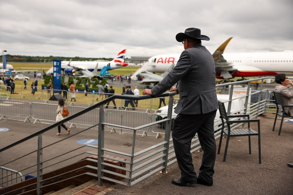 Asistentes a la feria de Farnborough en 2024. Foto: Hollie Adams/Bloomberg Asistentes a la feria de Farnborough en 2024. Foto: Hollie Adams/Bloomberg