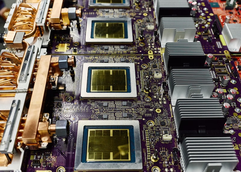 Una bandeja con los chips TPU de próxima generación de Google dentro del laboratorio de la compañía en su campus de Mountain View, California. Fotógrafo: Bryan Banducci/Bloomberg. Una bandeja con los chips TPU de próxima generación de Google dentro del laboratorio de la compañía en su campus de Mountain View, California. Fotógrafo: Bryan Banducci/Bloomberg.