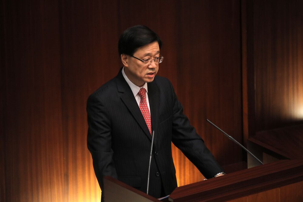 John Lee, Jefe del Ejecutivo de Hong Kong, pronuncia un discurso político John Lee, Jefe del Ejecutivo de Hong Kong, pronuncia un discurso político