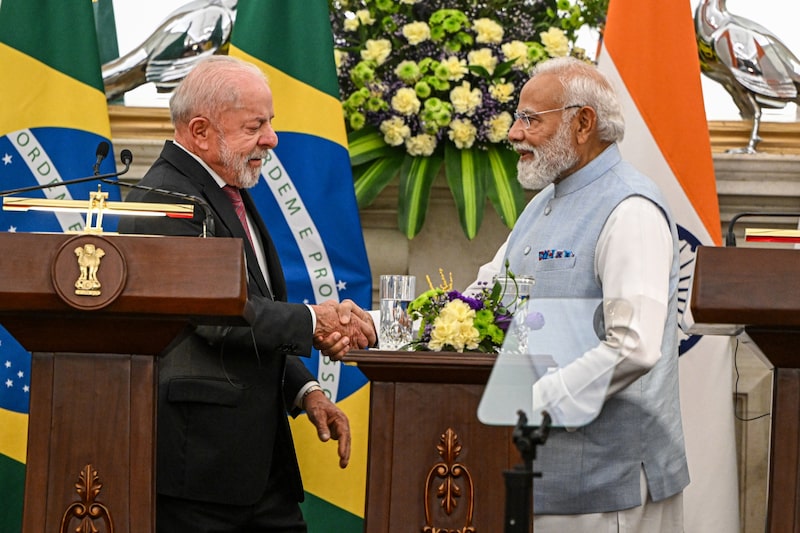 El presidente brasileño, Luiz Inácio Lula da Silva (izquierda), y Narendra Modi, primer ministro de la India. El presidente brasileño, Luiz Inácio Lula da Silva (izquierda), y Narendra Modi, primer ministro de la India.