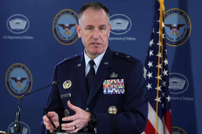 Brig. Gen. Pat Ryder during a news briefing at the Pentagon. Brig. Gen. Pat Ryder during a news briefing at the Pentagon.