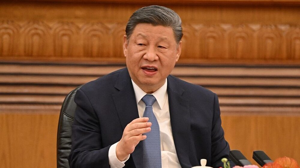 China's President Xi Jinping speaks during a meeting with a group of foreign executives at the Great Hall of the People in Beijing on March 28, 2025. (Photo by ADEK BERRY / AFP) (Photo by ADEK BERRY/AFP via Getty Images) China's President Xi Jinping speaks during a meeting with a group of foreign executives at the Great Hall of the People in Beijing on March 28, 2025. (Photo by ADEK BERRY / AFP) (Photo by ADEK BERRY/AFP via Getty Images)