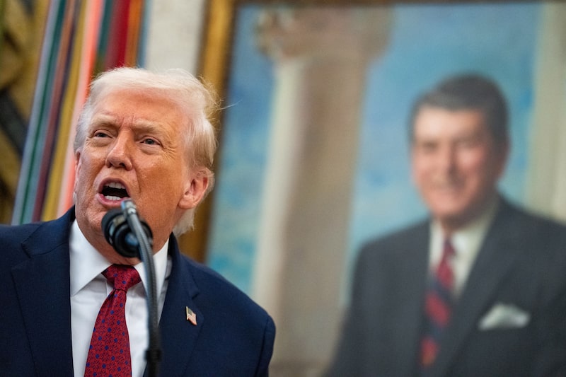US President Donald Trump speaks during a Mexican Border Defense medal presentation in the Oval Office of the White House in Washington, DC, US, on Monday, Dec. 15, 2025. Trump said he was classifying fentanyl as a "weapon of mass destruction" in his latest push to ratchet up pressure on Latin America over drug trafficking. Photographer: Bonnie Cash/UPI/Bloomberg US President Donald Trump speaks during a Mexican Border Defense medal presentation in the Oval Office of the White House in Washington, DC, US, on Monday, Dec. 15, 2025. Trump said he was classifying fentanyl as a "weapon of mass destruction" in his latest push to ratchet up pressure on Latin America over drug trafficking. Photographer: Bonnie Cash/UPI/Bloomberg