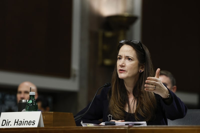 La Directora de Inteligencia Nacional Avril Haines habla durante una audiencia con el Comité de Servicios Armados del Senado el 04 de mayo de 2023 en Washington, DC. La Directora de Inteligencia Nacional Avril Haines habla durante una audiencia con el Comité de Servicios Armados del Senado el 04 de mayo de 2023 en Washington, DC.