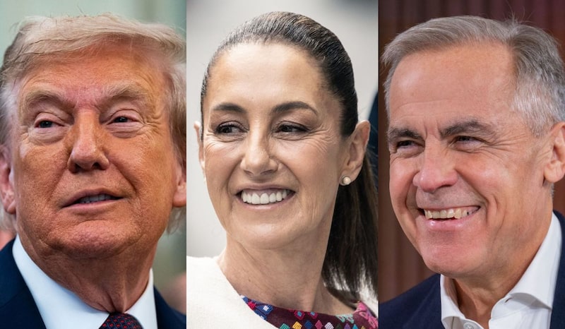 Donald Trump, presidente de EE.UU.; Claudia Sheinbau, presidenta de México, y Mark Carney, primer ministro de Canadá. Donald Trump, presidente de EE.UU.; Claudia Sheinbau, presidenta de México, y Mark Carney, primer ministro de Canadá.