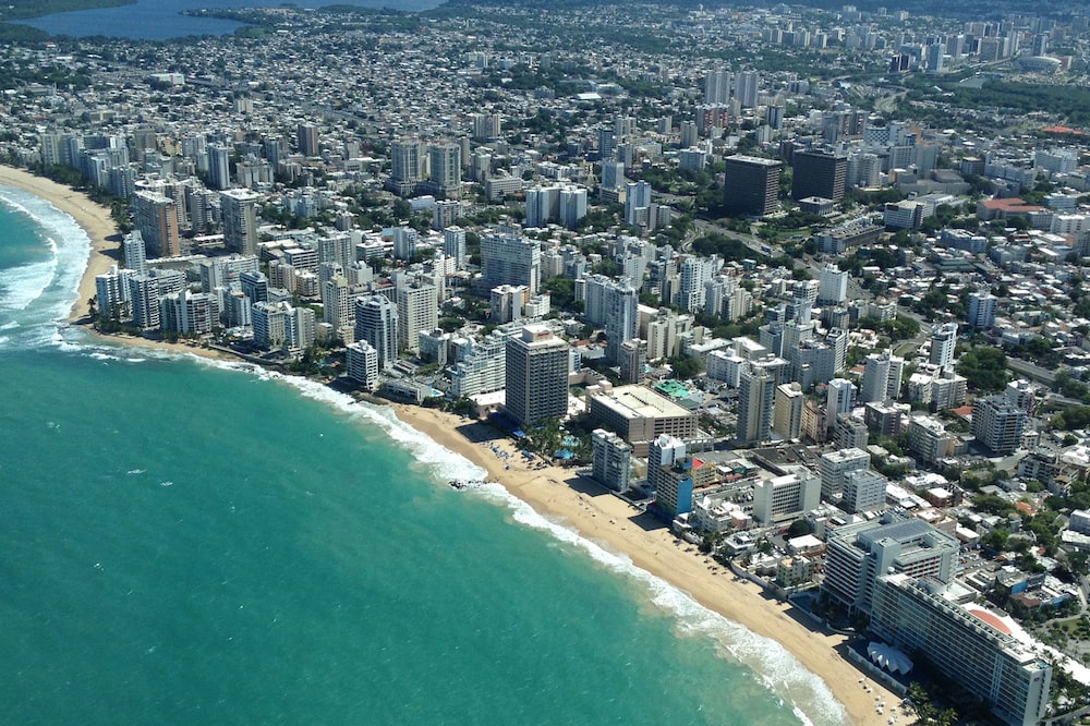 Aerial view of the Condado neighborhood of San Juan, Puerto Rico. Aerial view of the Condado neighborhood of San Juan, Puerto Rico.