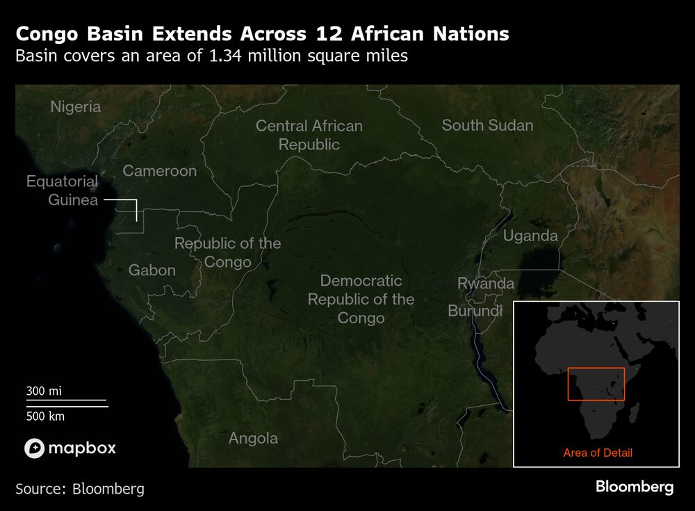 La cuenca del Congo se extiende a lo largo de 12 países africanos. La cuenca del Congo se extiende a lo largo de 12 países africanos.