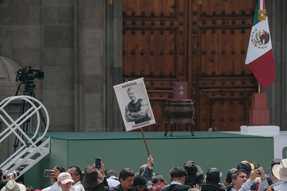 A supporter holds an image of Andres Manuel Lopez Obrador, Mexico's president, ahead of his final State of the Nation at Zocalo Plaza in Mexico City, Mexico, on Sunday, Sept. 1, 2024. Last month, leaders of AMLO's Morena party kicked off their push to approve the reform before he leaves office at the end of September, unveiling legislation that calls for the start of judicial elections in 2025. Photographer: Luis Antonio Rojas/Bloomberg A supporter holds an image of Andres Manuel Lopez Obrador, Mexico's president, ahead of his final State of the Nation at Zocalo Plaza in Mexico City, Mexico, on Sunday, Sept. 1, 2024. Last month, leaders of AMLO's Morena party kicked off their push to approve the reform before he leaves office at the end of September, unveiling legislation that calls for the start of judicial elections in 2025. Photographer: Luis Antonio Rojas/Bloomberg