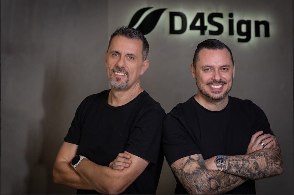 Rafael Figueiredo, da D4Sign, e Alessio Mainardi, da Zucchetti: o foco é crescer tanto no mercado doméstico quanto internacional Rafael Figueiredo, da D4Sign, e Alessio Mainardi, da Zucchetti: o foco é crescer tanto no mercado doméstico quanto internacional