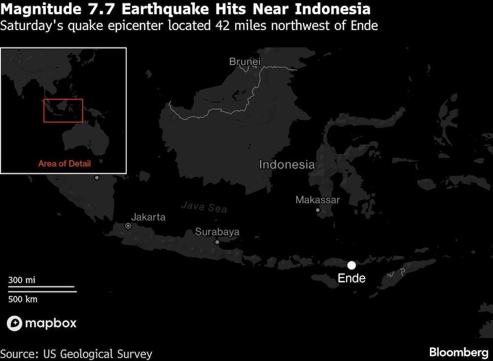 Magnitude 7.7 Earthquake Hits Near Indonesia | Saturday's quake epicenter located 42 miles northwest of Ende Magnitude 7.7 Earthquake Hits Near Indonesia | Saturday's quake epicenter located 42 miles northwest of Ende