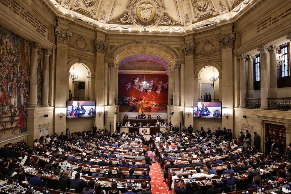 En la imagen, el Congreso de la República de Colombia escucha una de las intervenciones del presidente Gustavo Petro en 2024. En la imagen, el Congreso de la República de Colombia escucha una de las intervenciones del presidente Gustavo Petro en 2024.