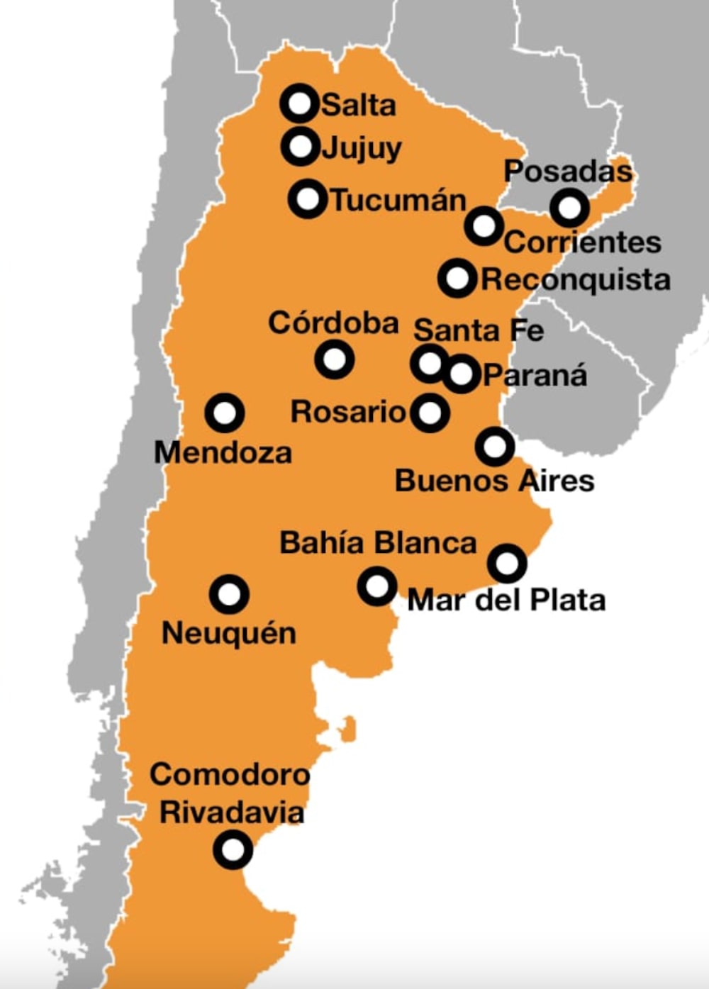 La aplicación se encuentra disponible en 13 ciudades argentinas. La aplicación se encuentra disponible en 13 ciudades argentinas.