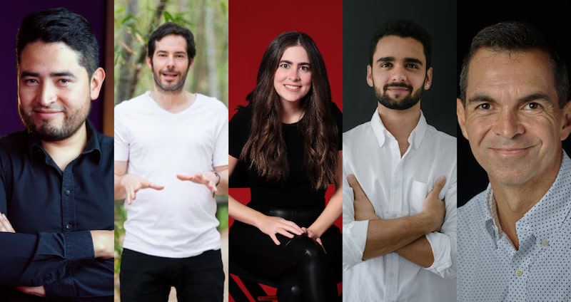 De izquierda a derecha el fundador y CEO de Platzi, Fredy Vega; el CEO y fundador de Talentu, Mateo Folador; la cofundadora y COO de UBITS, Marta Forero; el CEO de hackU, Santiago Salazar y el CEO de Griky, Andrés Nuñez. De izquierda a derecha el fundador y CEO de Platzi, Fredy Vega; el CEO y fundador de Talentu, Mateo Folador; la cofundadora y COO de UBITS, Marta Forero; el CEO de hackU, Santiago Salazar y el CEO de Griky, Andrés Nuñez.
