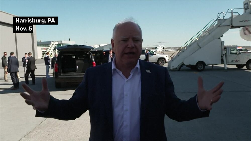 Tim Walz, el candidato demócrata a la vicepresidencia, dice que "nos sentimos muy bien" y "estamos entusiasmados con Pensilvania". Habló con los periodistas en Harrisburg, Pensilvania. Tim Walz, el candidato demócrata a la vicepresidencia, dice que "nos sentimos muy bien" y "estamos entusiasmados con Pensilvania". Habló con los periodistas en Harrisburg, Pensilvania.