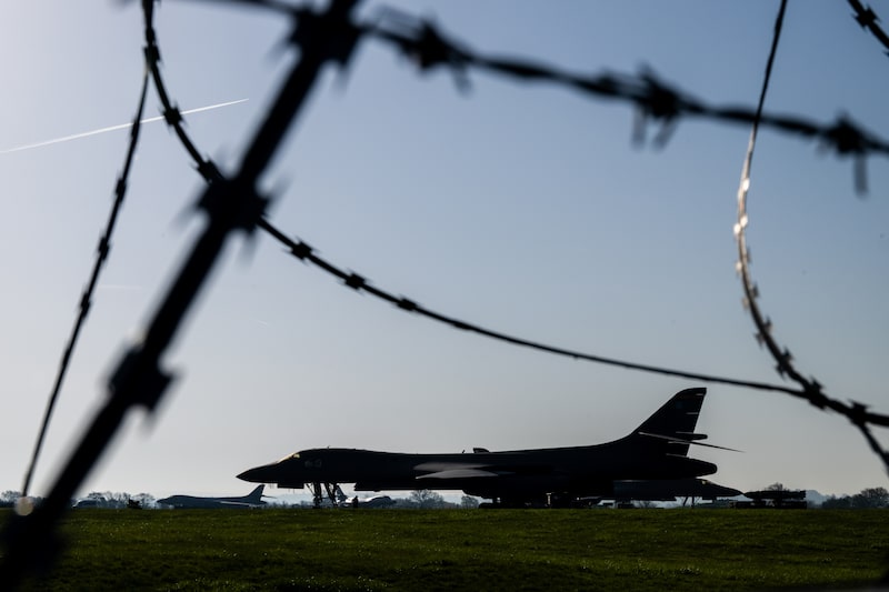 A US Air Force Rockwell B-1B Lancer bomber at RAF Fairford in Fairford, UK, on Wednesday, April 8, 2026. The US and Iran agreed to a two-week ceasefire in exchange for Tehran reopening the Strait of Hormuz, a last-ditch deal that averted President Donald Trumps threatened escalation of the war. Photographer: Chris J. Ratcliffe/Bloomberg A US Air Force Rockwell B-1B Lancer bomber at RAF Fairford in Fairford, UK, on Wednesday, April 8, 2026. The US and Iran agreed to a two-week ceasefire in exchange for Tehran reopening the Strait of Hormuz, a last-ditch deal that averted President Donald Trumps threatened escalation of the war. Photographer: Chris J. Ratcliffe/Bloomberg