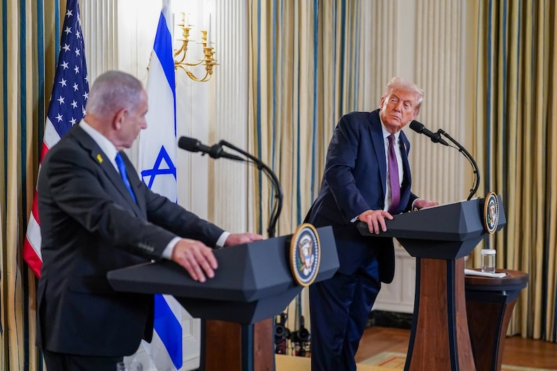Donald Trump y Benjamin Netanyahu el 29 de septiembre. Fotógrafo: Will Oliver/EPA/Bloomberg Donald Trump y Benjamin Netanyahu el 29 de septiembre. Fotógrafo: Will Oliver/EPA/Bloomberg
