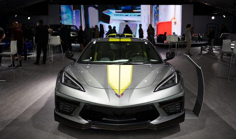 Un vehículo Chevrolet Corvette expuesto durante el Salón del Automóvil de Motor Bella en Pontiac, Michigan, en 2021. Un vehículo Chevrolet Corvette expuesto durante el Salón del Automóvil de Motor Bella en Pontiac, Michigan, en 2021.