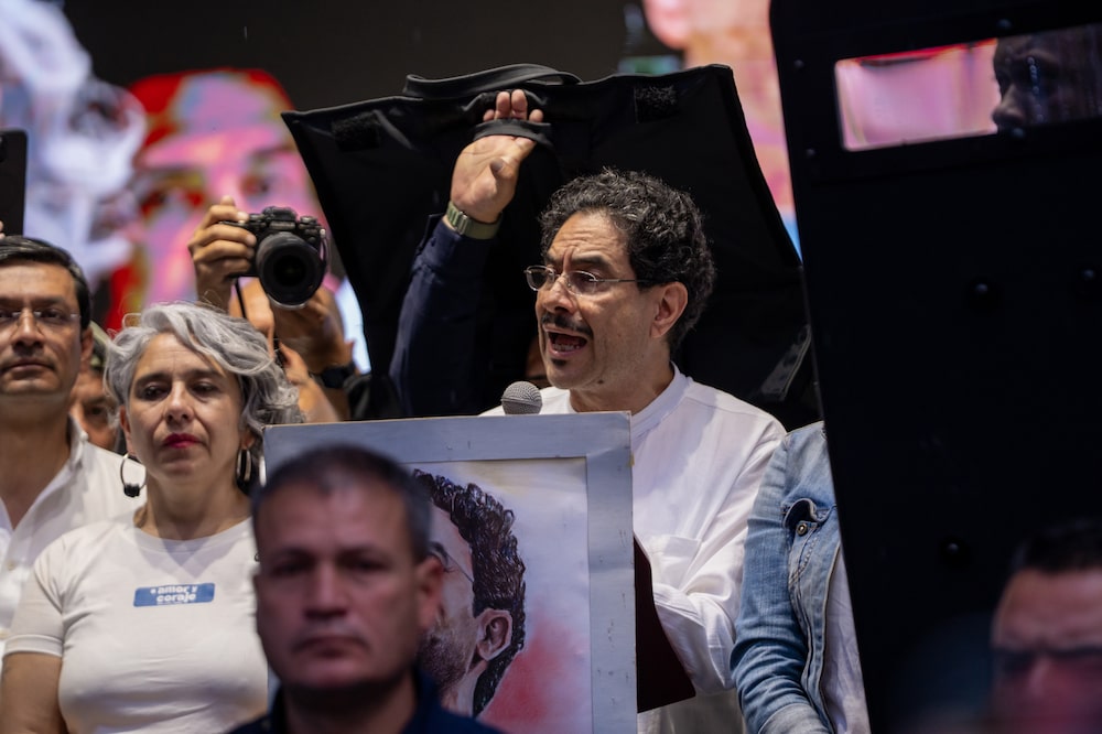 Senator Ivan Cepeda, presidential candidate for the Pacto Historico, speaks during a campaign rally in Medellin, Colombia, on Thursday, Feb. 12, 2026. Colombia's two top presidential candidates - conservative lawyer Abelardo de la Espriella and leftist senator Cepeda - are statistically tied in the latest poll ahead of Election Day on May 31. Photographer: Edinson Arroyo/Bloomberg Senator Ivan Cepeda, presidential candidate for the Pacto Historico, speaks during a campaign rally in Medellin, Colombia, on Thursday, Feb. 12, 2026. Colombia's two top presidential candidates - conservative lawyer Abelardo de la Espriella and leftist senator Cepeda - are statistically tied in the latest poll ahead of Election Day on May 31. Photographer: Edinson Arroyo/Bloomberg