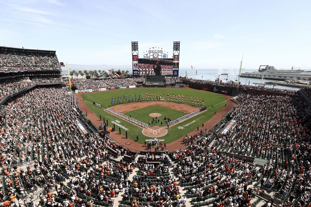 Opening day for the San Francisco Giants at Oracle Park on April 8. Opening day for the San Francisco Giants at Oracle Park on April 8.