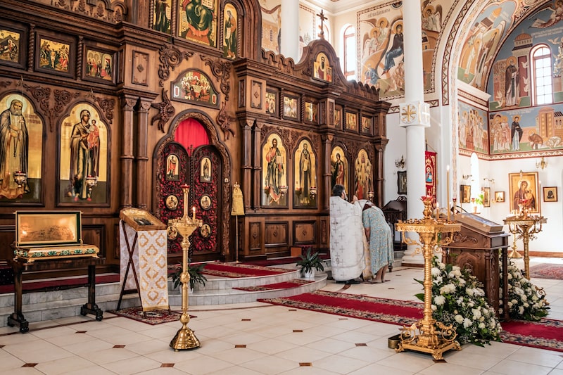 Servicio dominical en la Catedral de San Sergio de Radonezh en las afueras de Johannesburgo. Servicio dominical en la Catedral de San Sergio de Radonezh en las afueras de Johannesburgo.