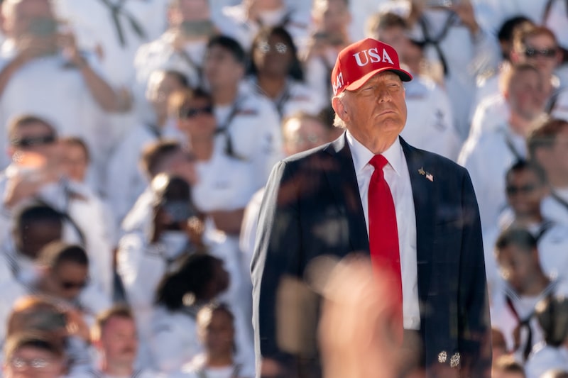 El presidente Donald Trump durante la celebración del 250 aniversario de la Marina de los EE.UU. en la Estación Naval Norfolk en Norfolk, Virginia, el 5 de octubre. Fotógrafo: Stefani Reynolds/Bloomberg El presidente Donald Trump durante la celebración del 250 aniversario de la Marina de los EE.UU. en la Estación Naval Norfolk en Norfolk, Virginia, el 5 de octubre. Fotógrafo: Stefani Reynolds/Bloomberg