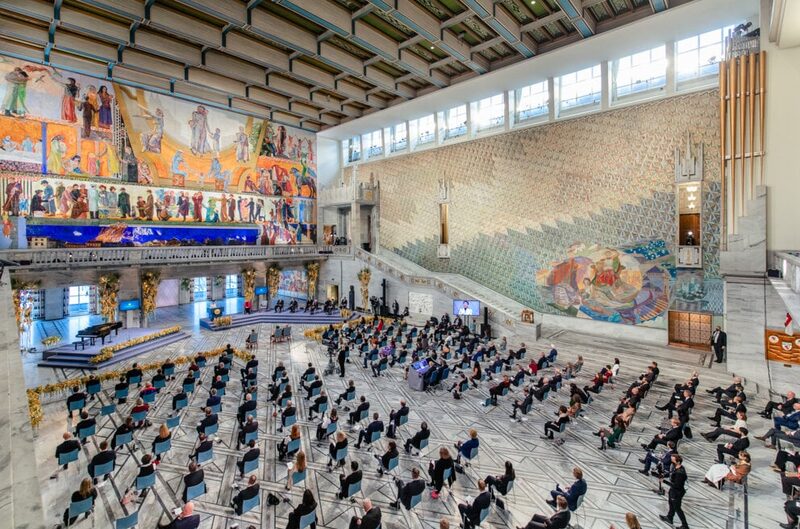 Ceremonia del Premio Nobel en 2021. Ceremonia del Premio Nobel en 2021.