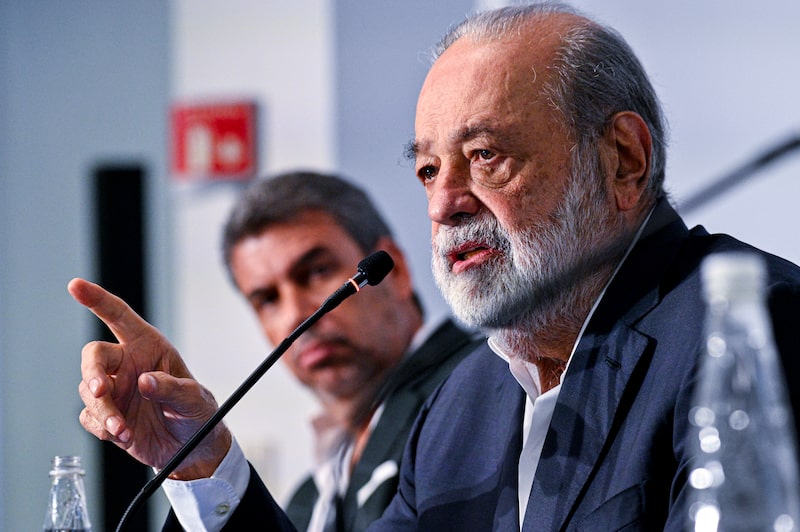 Carlos Slim Helú, presidente honorario de América Móvil y Grupo Carso, durante una conferencia de prensa el 26 de mayo de 2026 en la Ciudad de México. Carlos Slim Helú, presidente honorario de América Móvil y Grupo Carso, durante una conferencia de prensa el 26 de mayo de 2026 en la Ciudad de México.