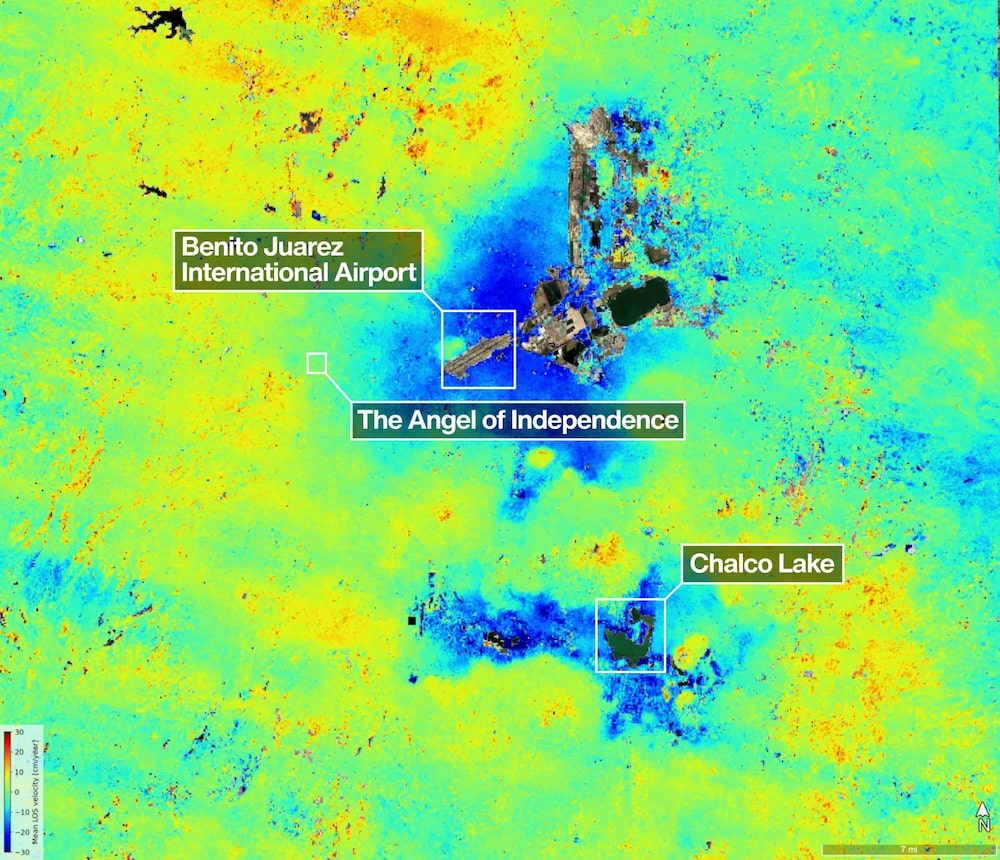 Imagen de la zona metropolitana de la Ciudad de México con el radar satelital NISAR. (Foto: NASA). Imagen de la zona metropolitana de la Ciudad de México con el radar satelital NISAR. (Foto: NASA).
