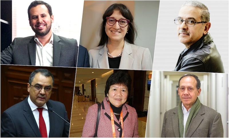 De izquierda superior a derecha inferior: Diego Macera, Roxana Barrantes, Germán Alarco, Carlos Oliva, Inés Choy y José Távara. De izquierda superior a derecha inferior: Diego Macera, Roxana Barrantes, Germán Alarco, Carlos Oliva, Inés Choy y José Távara.