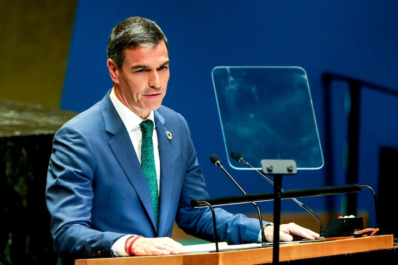 Pedro Sánchez, presidente del Gobierno español, habla durante la Asamblea General de las Naciones Unidas en Nueva York. Pedro Sánchez, presidente del Gobierno español, habla durante la Asamblea General de las Naciones Unidas en Nueva York.