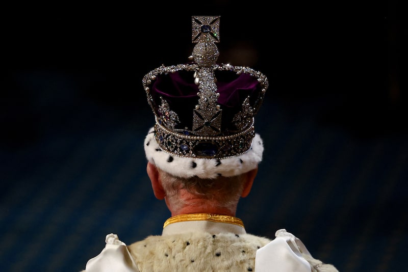 Britain's King Charles III, wearing the Imperial State Crown, processes through the Royal Gallery during the State Opening of Parliament at the Houses of Parliament, in London, on July 17, 2024. Britain's King Charles III, wearing the Imperial State Crown, processes through the Royal Gallery during the State Opening of Parliament at the Houses of Parliament, in London, on July 17, 2024.