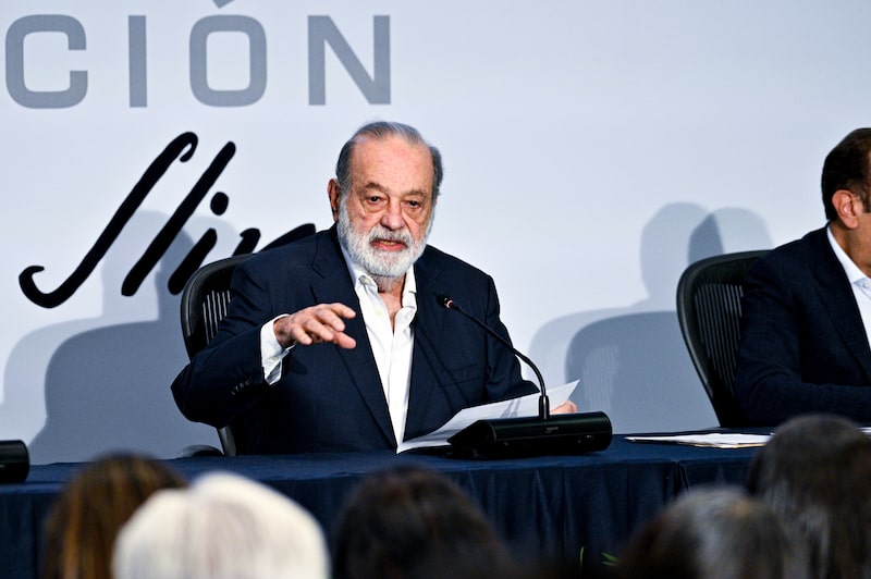 Carlos Slim Helú, presidente honorario de América Móvil y Grupo Carso, durante una conferencia de prensa el 26 de mayo de 2026 en la Ciudad de México. Carlos Slim Helú, presidente honorario de América Móvil y Grupo Carso, durante una conferencia de prensa el 26 de mayo de 2026 en la Ciudad de México.