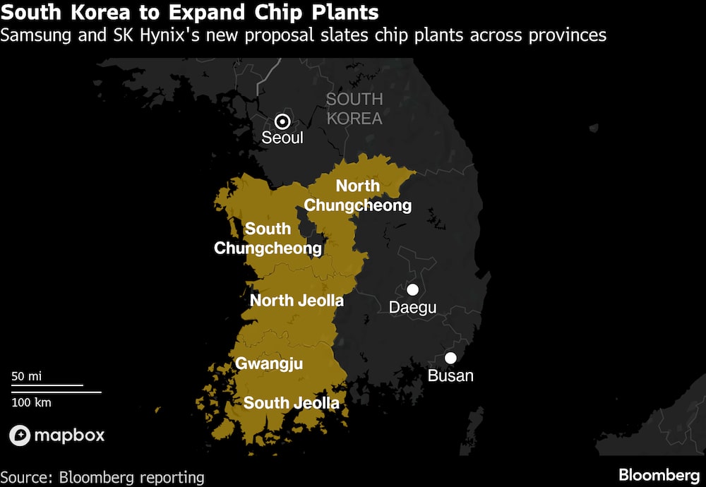 Nova proposta da Samsung e da SK Hynix prevê fábricas de chips em várias províncias Nova proposta da Samsung e da SK Hynix prevê fábricas de chips em várias províncias