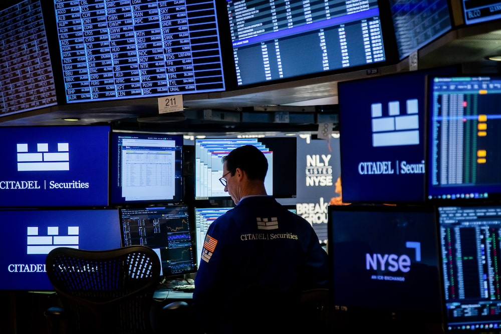 A trader works on the floor of the New York Stock Exchange (NYSE) in New York, US, on Thursday, April 10, 2025. Risk appetites vanished on Wall Street after the biggest burst of buying in years, with stocks falling even after subdued inflation data extended a bounce in Treasuries. Photographer: Michael Nagle/Bloomberg A trader works on the floor of the New York Stock Exchange (NYSE) in New York, US, on Thursday, April 10, 2025. Risk appetites vanished on Wall Street after the biggest burst of buying in years, with stocks falling even after subdued inflation data extended a bounce in Treasuries. Photographer: Michael Nagle/Bloomberg