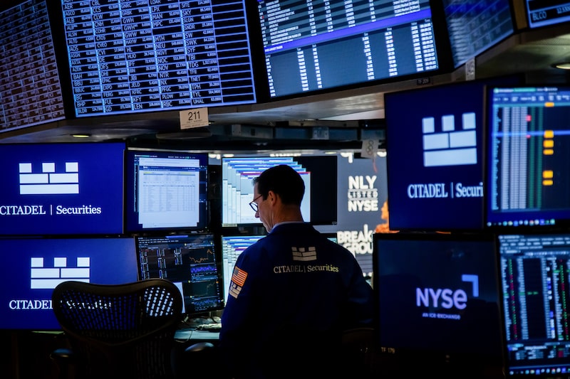 A trader works on the floor of the New York Stock Exchange (NYSE) in New York, US, on Thursday, April 10, 2025. Risk appetites vanished on Wall Street after the biggest burst of buying in years, with stocks falling even after subdued inflation data extended a bounce in Treasuries. Photographer: Michael Nagle/Bloomberg A trader works on the floor of the New York Stock Exchange (NYSE) in New York, US, on Thursday, April 10, 2025. Risk appetites vanished on Wall Street after the biggest burst of buying in years, with stocks falling even after subdued inflation data extended a bounce in Treasuries. Photographer: Michael Nagle/Bloomberg
