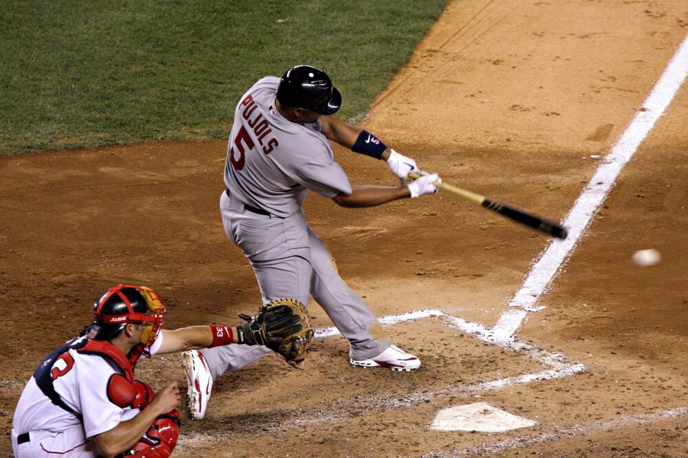 San Luis Cardinals in action in the Yankee Stadium San Luis Cardinals in action in the Yankee Stadium