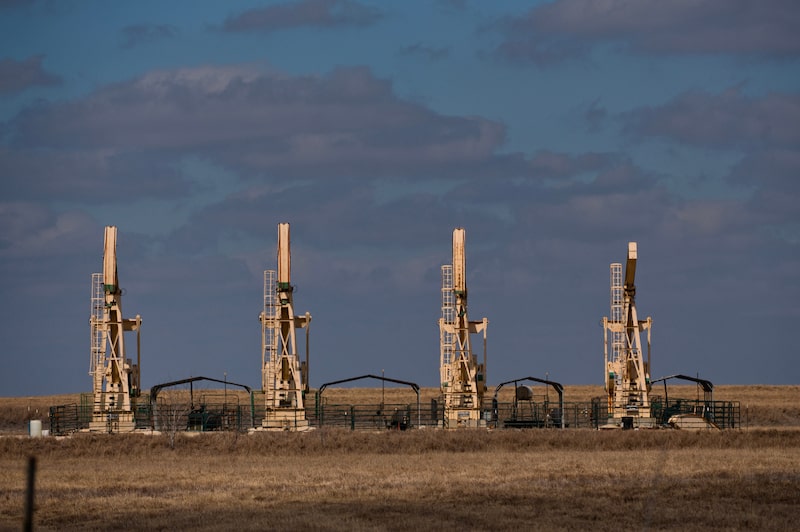 Pumpjacks near Three Rivers, Texas, US, on Sunday, March 1, 2026. Oil surged by the most in four years, as the US-Israeli war against Iran plunged the global crude market into turmoil, with the effective closure of the Strait of Hormuz. Photographer: Eddie Seal/Bloomberg Pumpjacks near Three Rivers, Texas, US, on Sunday, March 1, 2026. Oil surged by the most in four years, as the US-Israeli war against Iran plunged the global crude market into turmoil, with the effective closure of the Strait of Hormuz. Photographer: Eddie Seal/Bloomberg