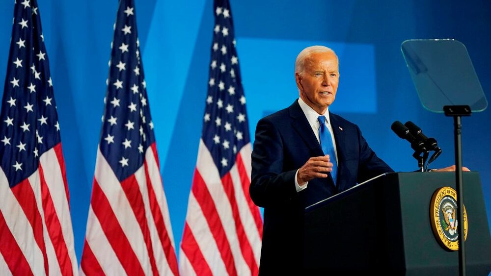 El Presidente Biden dio una rueda de prensa la semana pasada en la Cumbre de la OTAN mientras ya se cuestionaba su candidatura. El Presidente Biden dio una rueda de prensa la semana pasada en la Cumbre de la OTAN mientras ya se cuestionaba su candidatura.