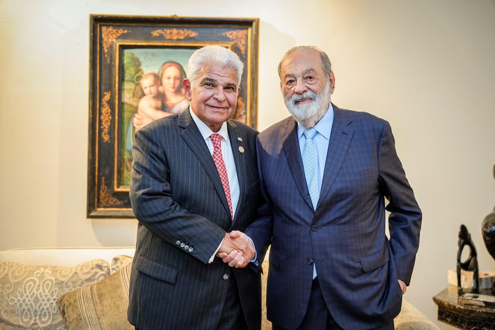 El empresario mexicano Carlos Slim, recibió en su residencia al presidente de Panamá, José Raúl Mulino, en Ciudad de México, el 15 de julio de 2026. El empresario mexicano Carlos Slim, recibió en su residencia al presidente de Panamá, José Raúl Mulino, en Ciudad de México, el 15 de julio de 2026.