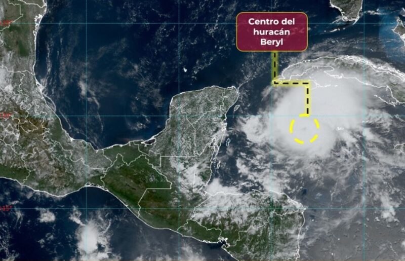 El huracán Beryl impactará México entre los municipios de Tulum y Felipe Carrillo Puerto. El huracán Beryl impactará México entre los municipios de Tulum y Felipe Carrillo Puerto.