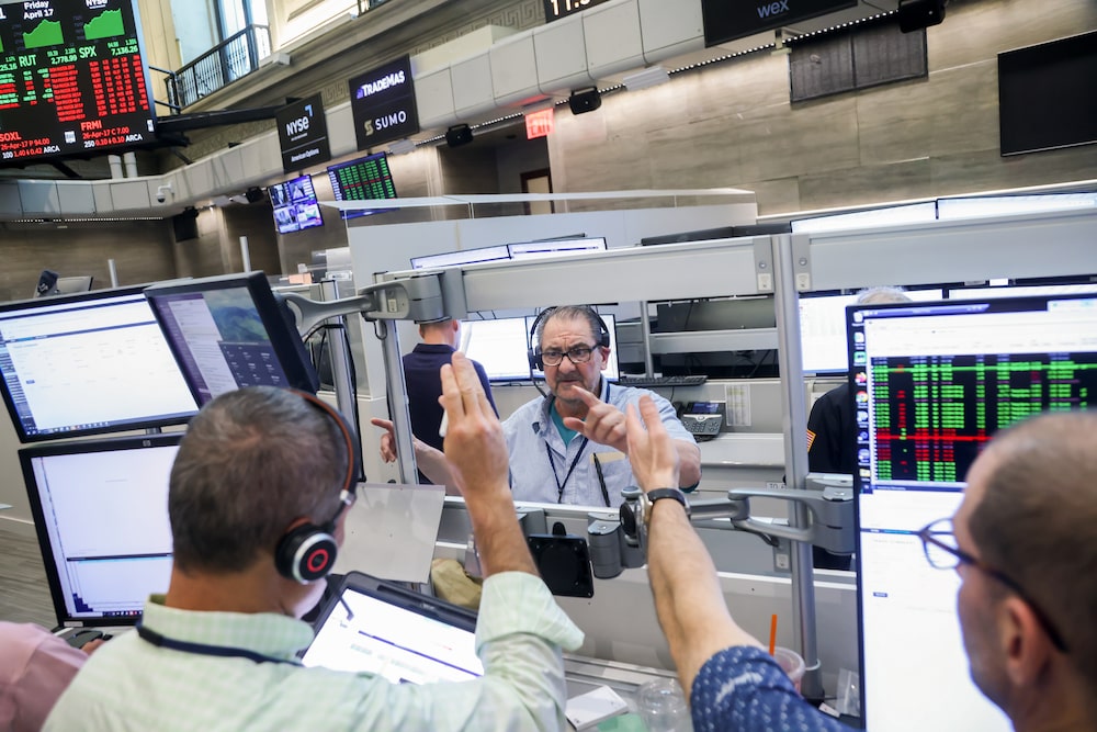Traders work on the floor of the American Stock Exchange (AMEX) at the New York Stock Exchange (NYSE) in New York, US, on Friday, April 17, 2026. Aevex Corp. shares rose 15% after the maker of military drones raised $320 million in a US initial public offering. Photographer: Michael Nagle/Bloomberg Traders work on the floor of the American Stock Exchange (AMEX) at the New York Stock Exchange (NYSE) in New York, US, on Friday, April 17, 2026. Aevex Corp. shares rose 15% after the maker of military drones raised $320 million in a US initial public offering. Photographer: Michael Nagle/Bloomberg