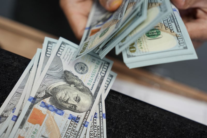 US dollar banknotes. US dollar banknotes.