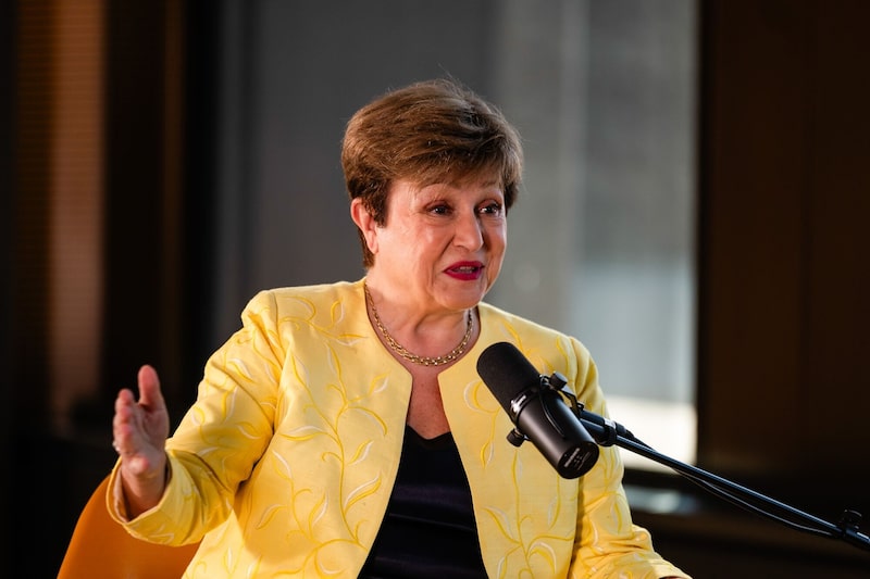 Kristalina Georgieva durante una entrevista para el podcast "Leaders with Francine Lacqua" en Londres, el 22 de abril. Kristalina Georgieva durante una entrevista para el podcast "Leaders with Francine Lacqua" en Londres, el 22 de abril.