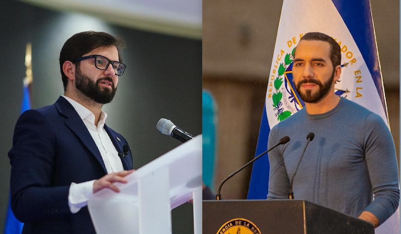 Gabriel Boric, presidente de Chile, y Nayib Bukele, presidente de El Salvador. Gabriel Boric, presidente de Chile, y Nayib Bukele, presidente de El Salvador.