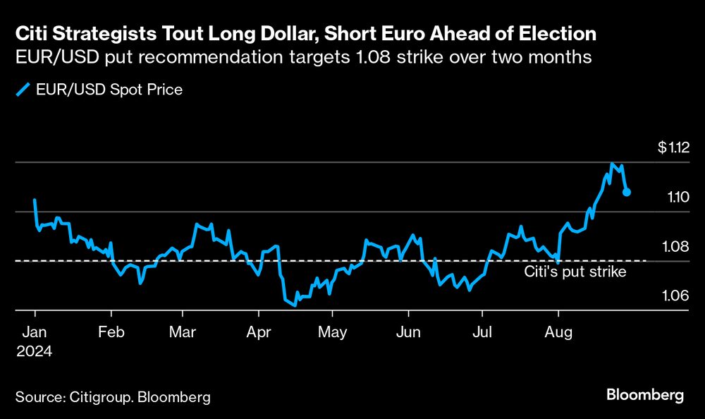 Los estrategas de Citi recomiendan un dólar largo y un euro corto antes de las elecciones | Recomendación de venta EUR / USD a 1,08 a dos meses. Los estrategas de Citi recomiendan un dólar largo y un euro corto antes de las elecciones | Recomendación de venta EUR / USD a 1,08 a dos meses.